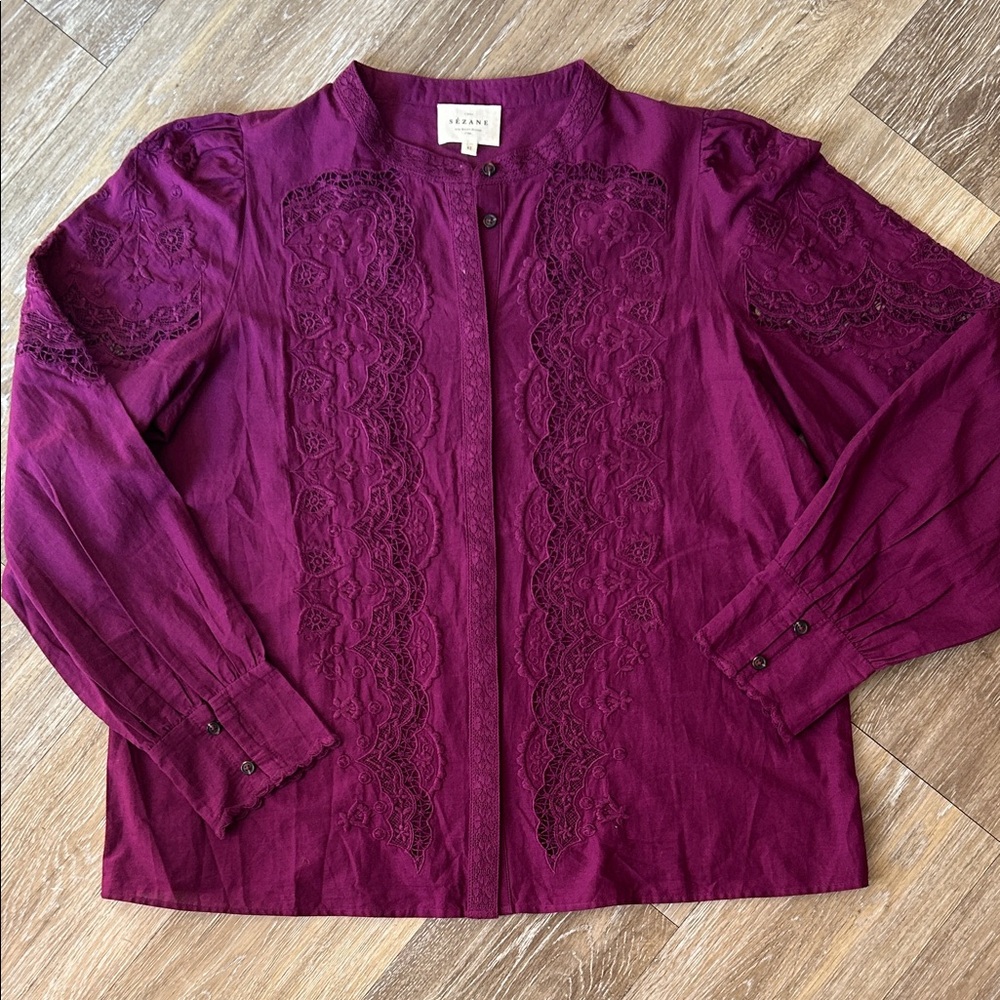 Sezane Lace Poet Blouse